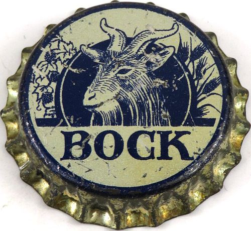 1938 Generic Bock Beer (cream/blue) Cork Backed Crown Milwaukee Wisconsin