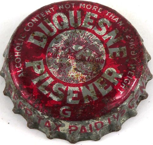 1955 Duquesne Pilsener Beer (G), OH Tax Cork Backed Crown Pittsburgh Pennsylvania