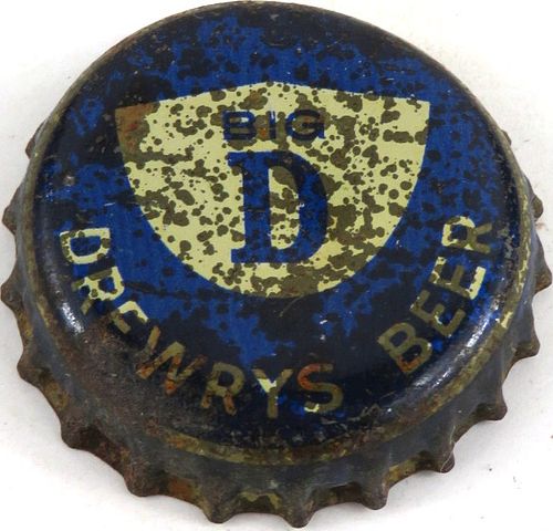1960 Drewrys Big D Beer Cork Backed Crown South Bend Indiana