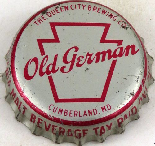 1956 Old German Beer, PA Tax (CCS) Cork Backed Crown Cumberland Maryland