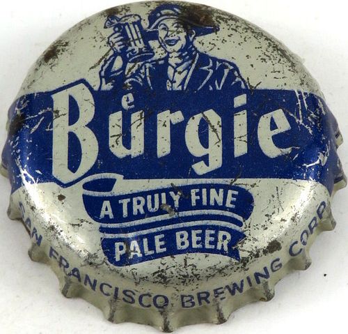 1955 Burgie Beer Cork Backed Crown San Francisco California