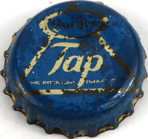 1966 Burger Tap Beer Plastic Backed Crown Cincinnati Ohio