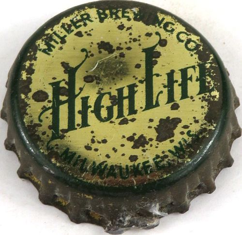 1939 High Life Beer Cork Backed Crown Milwaukee Wisconsin