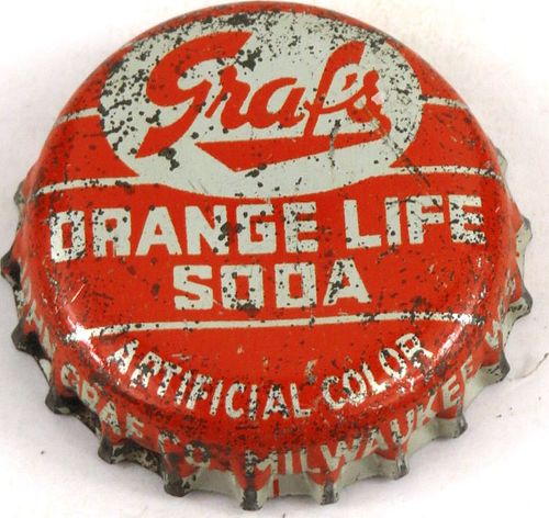 1957 Graf's Orange Life Soda Cork Backed Crown Milwaukee Wisconsin
