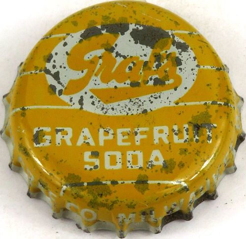 1957 Graf's Grapefruit Soda Cork Backed Crown Milwaukee Wisconsin