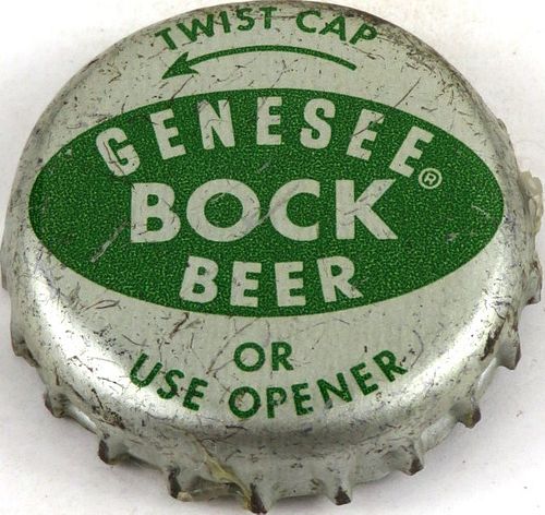 1968 Genesee Bock Beer Plastic Backed Crown Rochester New York