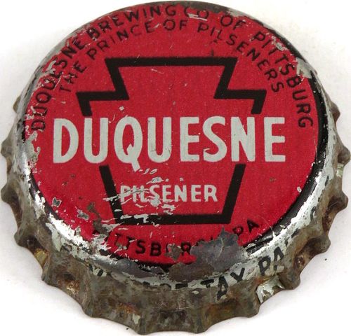 1951 Duquesne Pilsener Beer, PA Tax Cork Backed Crown Pittsburgh Pennsylvania