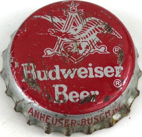 1960 Budweiser Beer "Red" Cork Backed Crown Saint Louis Missouri