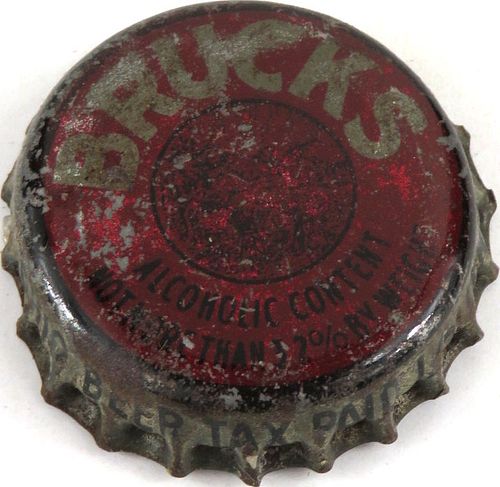 1946 Bruck's Beer, OH 1Â½Â¢ Tax Cork Backed Crown Cincinnati Ohio