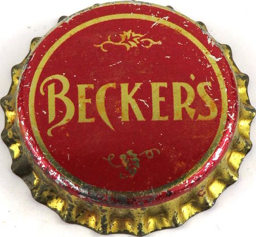1937 Becker's Beer (gold) Cork Backed Crown Ogden Utah