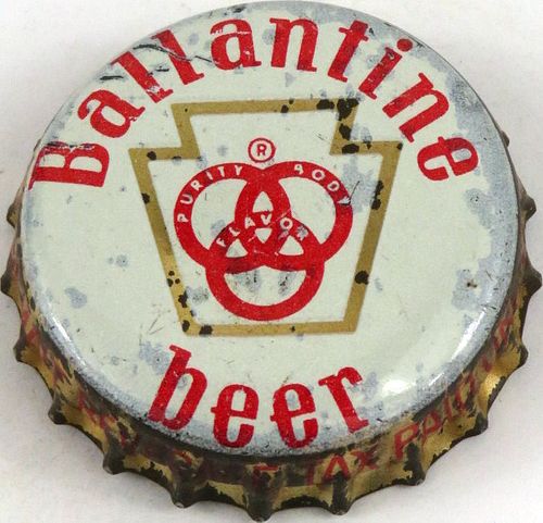 1959 Ballantine Beer, PA Pint Tax Cork Backed Crown Newark New Jersey