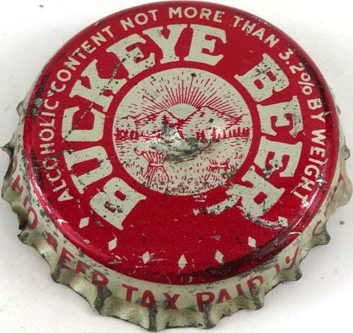 1943 Buckeye Beer, OH 1Â½Â¢ tax Cork Backed Crown Toledo Ohio
