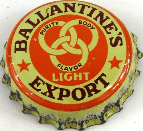 1938 Ballantine's Export Light Beer Cork Backed Crown Newark New Jersey
