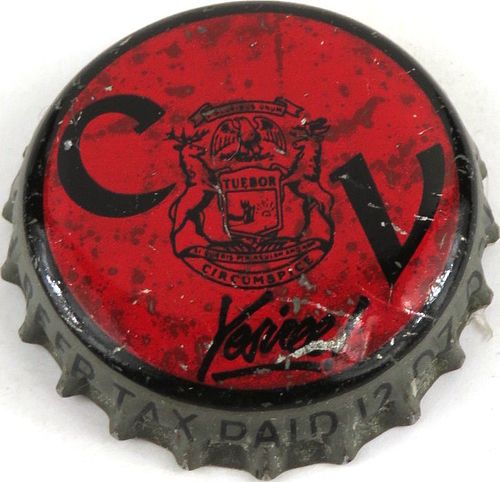 1948 Champagne Velvet Beer, MI 12oz Tax Cork Backed Crown Terre Haute Indiana