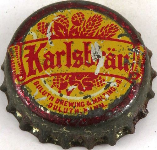 1934 Karlsbrau Beer Cork Backed Crown Duluth Minnesota