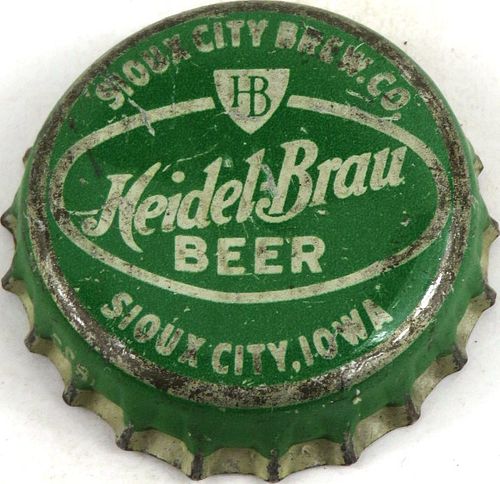 1946 Heidel - Brau Beer Cork Backed Crown Sioux City Iowa