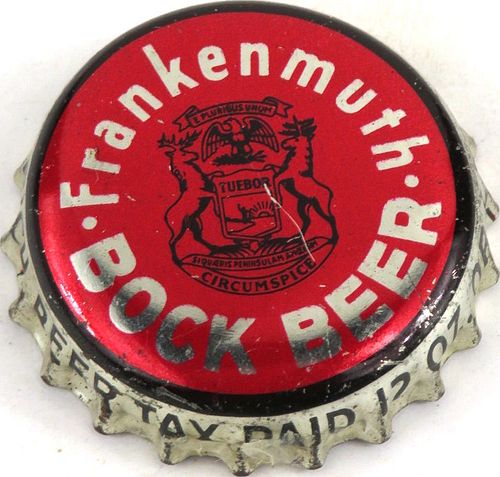 1950 Frankenmuth Bock Beer, MI 12oz Tax Cork Backed Crown Frankenmuth Michigan