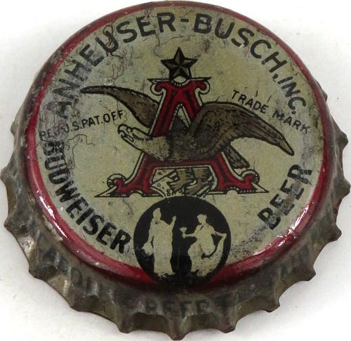 1937 Budweiser Beer, NC 1Â¼Â¢ tax Cork Backed Crown Saint Louis Missouri