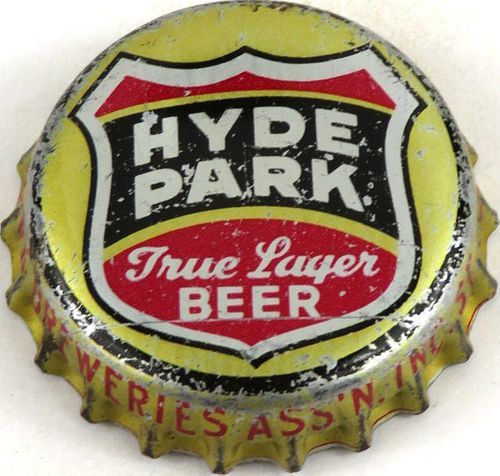 1933 Hyde Park True Lager Beer (metallic) Cork Backed Crown Saint Louis Missouri