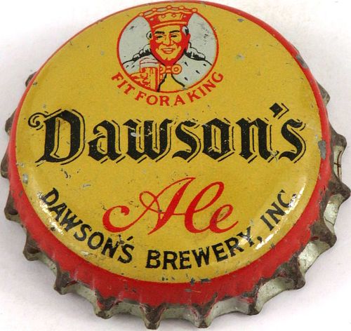 1944 Dawson's Ale (red skirt) Cork Backed Crown New Bedford Massachusetts