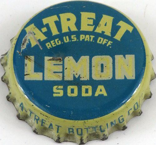 1951 A - Treat Lemon Soda Cork Backed Crown Allentown Pennsylvania