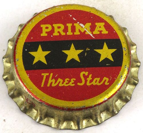 1933 Prima Three Star Beer Cork Backed Crown Chicago Illinois