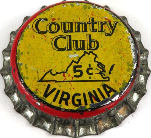 1955 Country Club Beer, VA 5Â¢ tax Cork Backed Crown St. Joseph Missouri