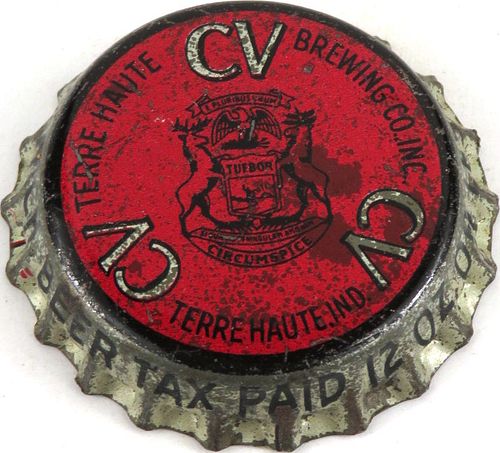 1946 Champagne Velvet Beer, MI 12oz Tax Cork Backed Crown Terre Haute Indiana