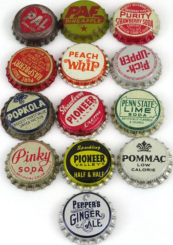 Lot of Twenty - Four "P" Soda Plastic or Cork-Backed bottle caps 