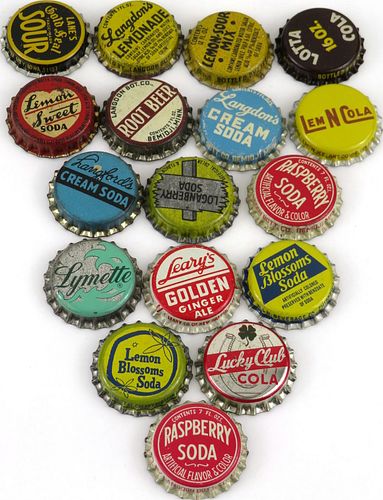 Lot of Seventeen "L" Soda Plastic or Cork-Backed bottle caps 