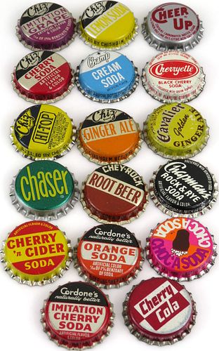 Lot of Seventeen "C" Soda Cork-Back bottle caps 