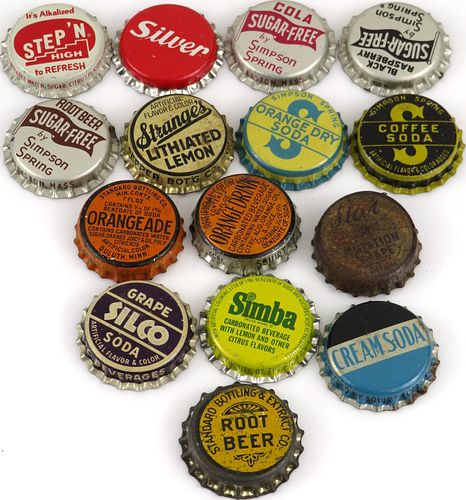 Lot of Fifteen "S" Soda Plastic or Cork-Backed bottle caps 