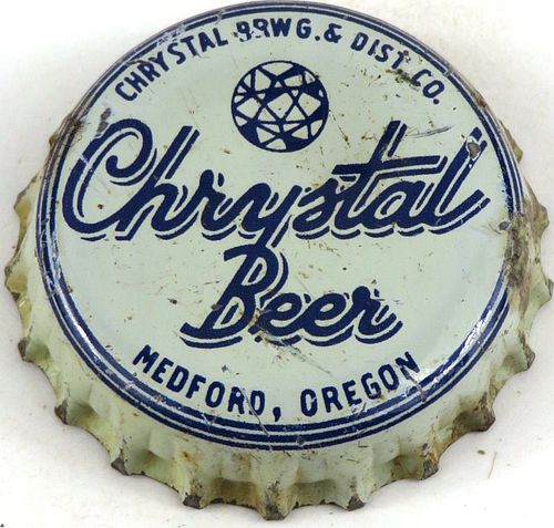 1950 Chrystal Beer Cork Backed Crown Medford Oregon