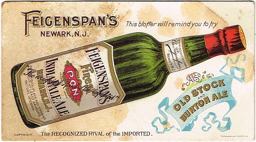 1900 Christian Feigenspan Inc. India Pale Ale Newark, New Jersey