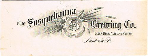 1900 Susquehanna Brewing Co. Letterhead top Nanticoke, Pennsylvania