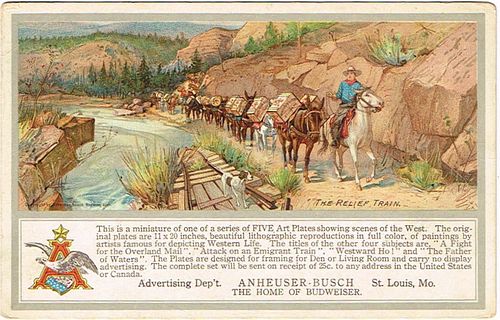 1912 Anheuser Busch Brewing Ass'n Berninghaus Postcard #2 "The Relief Train"