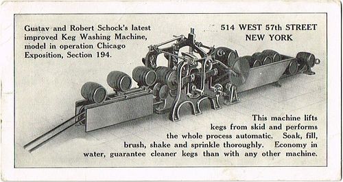 1911 Chas. D. Kaier Company Schock's Keg Washing Machine Trade Card Mahanoy City, Pennsylvania
