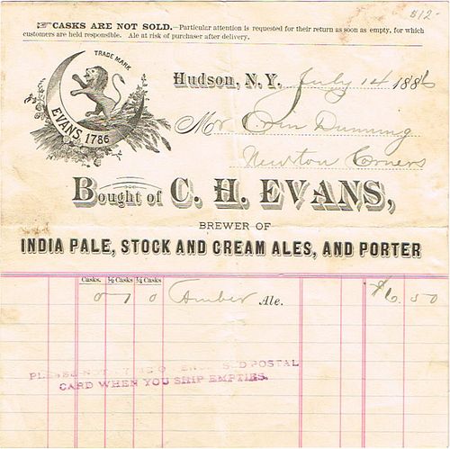 1886 C. H. Evans Letterhead Hudson, New York
