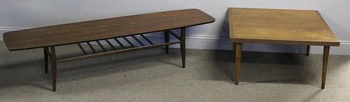 Midcentury Coffee Table Lot Including Surfboard