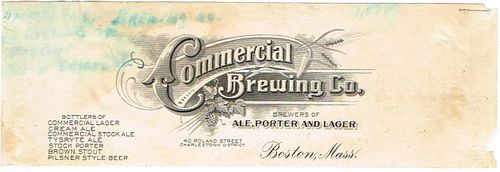 1906 Commercial Brewing Co. Letterhead top Boston, Massachusetts