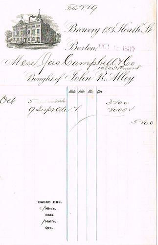 1889 John R. Alley Letterhead Boston, Massachusetts