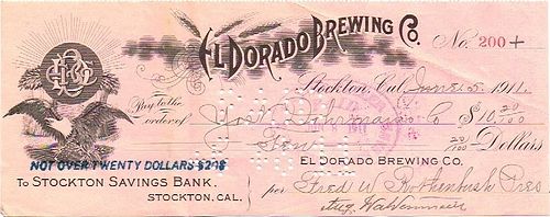 1910 El Dorado Brewing Company El Dorado Brewing Co. Stockton, California