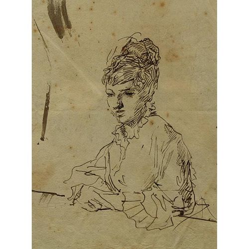 Attilio Simonetti  (Italy 1843 - 1925) Ink Sketch