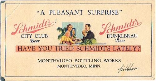 1916 Jacob Schmidt Brewing Co. Schmidt's City Club Beer/Dunkelbrau Beer Saint Paul, Minnesota