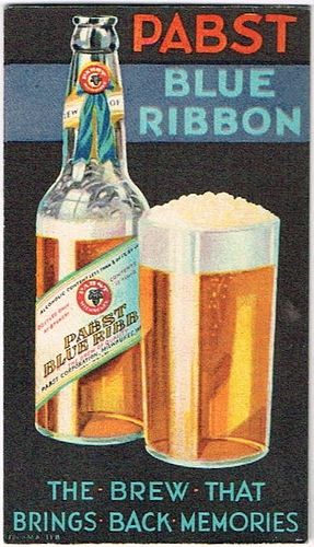 1930 Pabst Blue Ribbon Brew Trade Card Milwaukee, Wisconsin