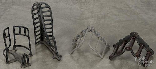 J. W. Fiske cast iron saddle rack, ca. 1900, 13 1/4'' h., together with a Mott Iron Works bridle