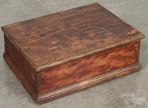 Pennsylvania painted pine bible box, 19th c., retaining an old red grained surface, 6 1/4'' h.