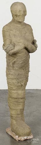 Cloth wrapped composition mummy, 20th c., 41'' h.