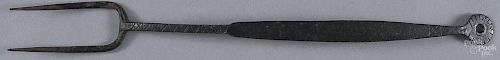 Wrought iron flesh fork, 19th c., 18 3/4'' l.
