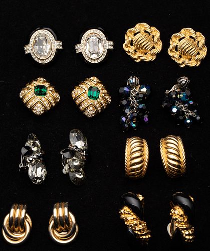 8 Pairs of Clip Earrings, Including Dior